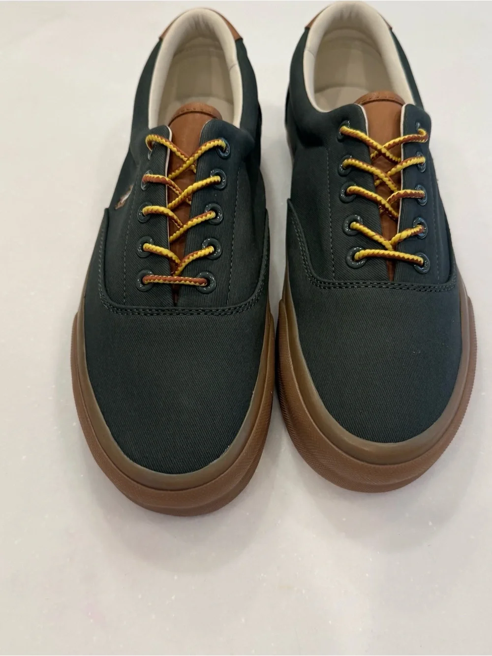 RALPH LAUREN MEN’S VAUGHN CANVAS/ LEATHER SNEAKER FLESH PONY SZ 9 NEW